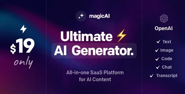 MagicAI v2.0.8 – OpenAI Content, Text, Image, Chat, Code Generator as SaaS